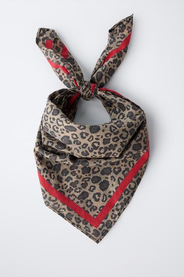 SQUARE ANIMAL PRINT BANDANA - Sand by Zara - Image 3