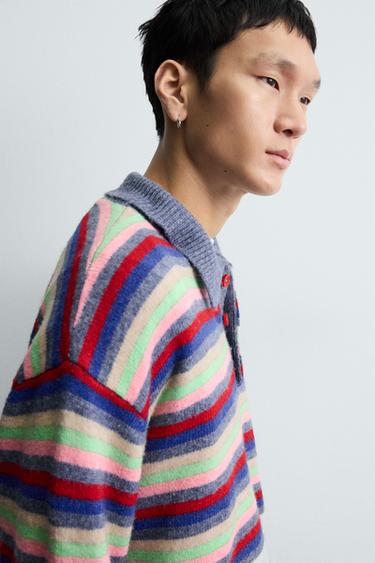 STRIPED JACQUARD KNIT POLO SHIRT - Multicoloured by Zara - Image 5