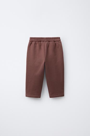 PANTALON EN MOLLETON ET VELOURS CÔTELÉ - Grenat clair de Zara - Image 1