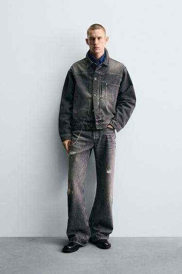 WASHED-EFFECT DENIM JACKET - Grey by Zara - Image 0