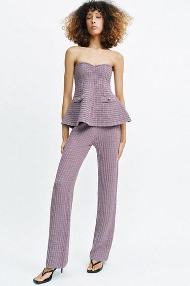 STRETCH TEXTURED TOP - Purple by Zara
