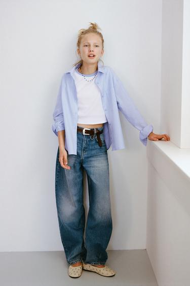 STRIPED SHIRT WITH CONTRAST RIB NECK T-SHIRT PACK — СИНИЙ от Zara