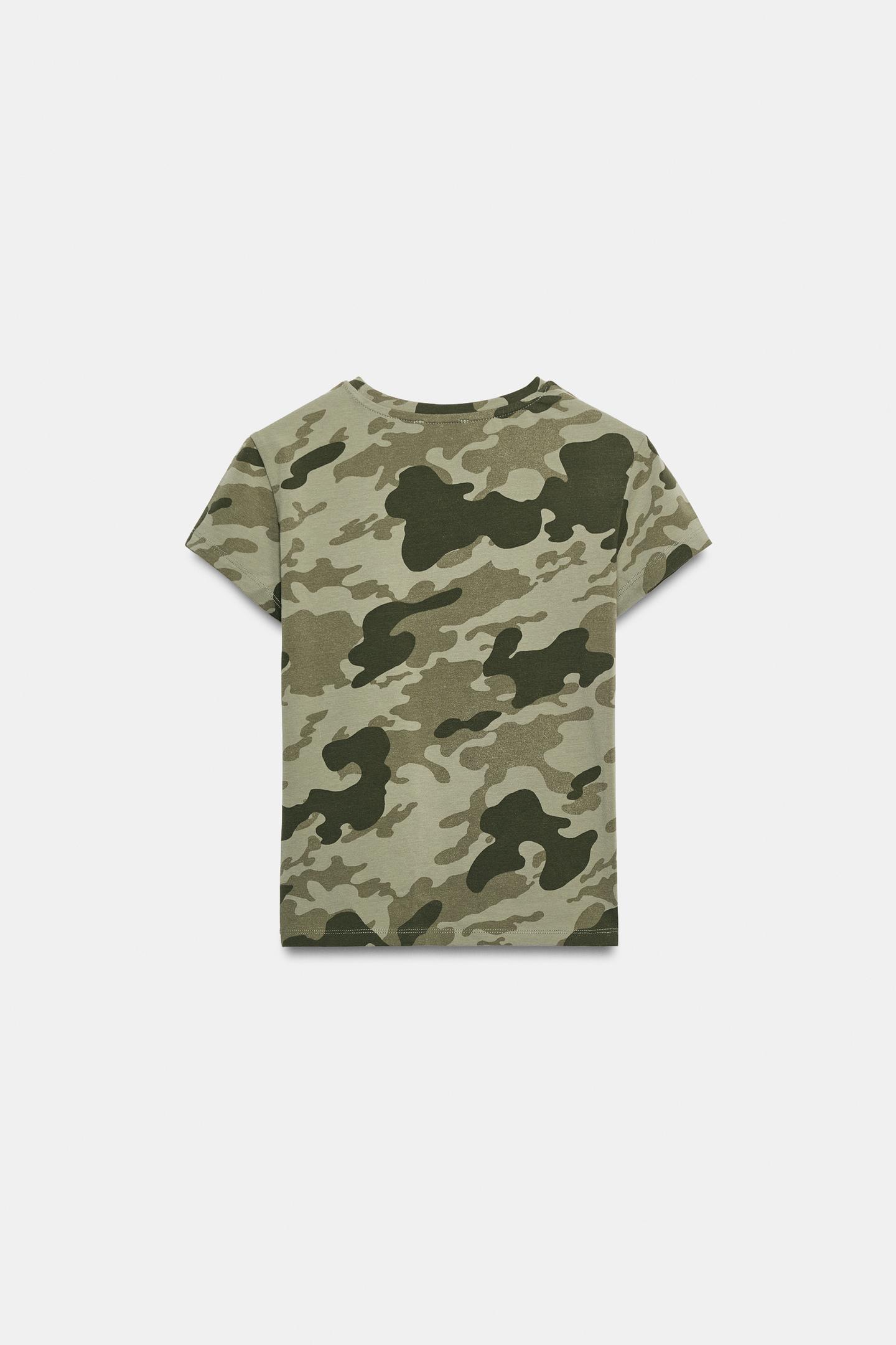 Женская футболка Zara Printed, цвет: Зелёный — фото 7