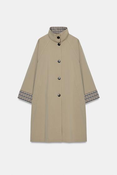 OVERSIZE TRENCH COAT WITH CHECK CUFFS - camel by Zara