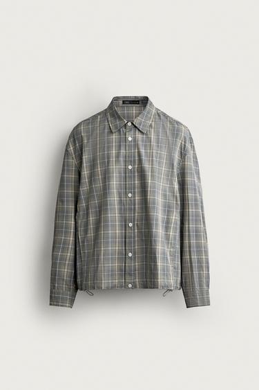 CHEMISE À CARREAUX COUPE DÉCONTRACTÉE - Vert gris de Zara