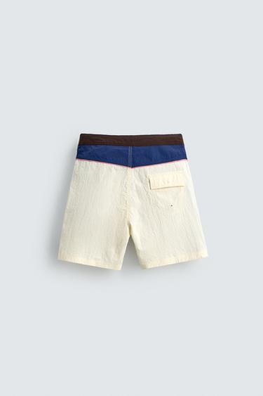 MAILLOT DE BAIN LONG À CONTRASTE - Écru de Zara - Image 7