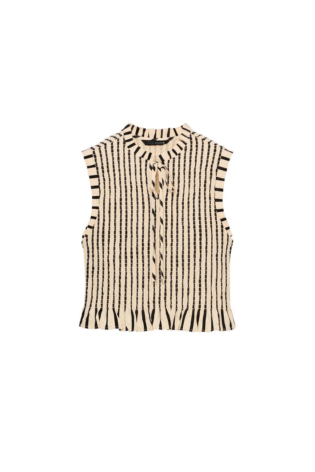 STRIPED SMOCKED TOP - image 3