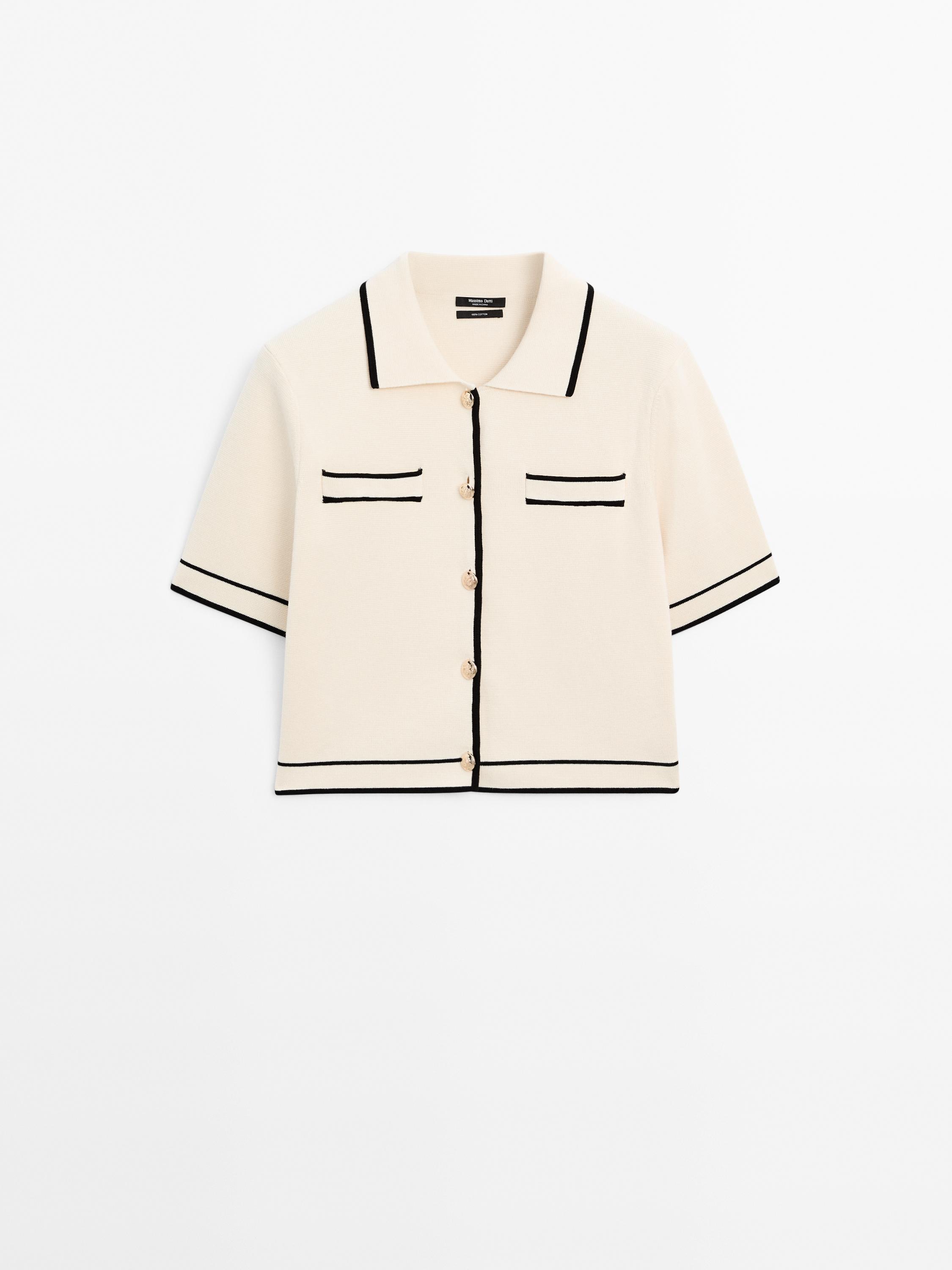 Cardigan à manches courtes avec boutons fantaisie