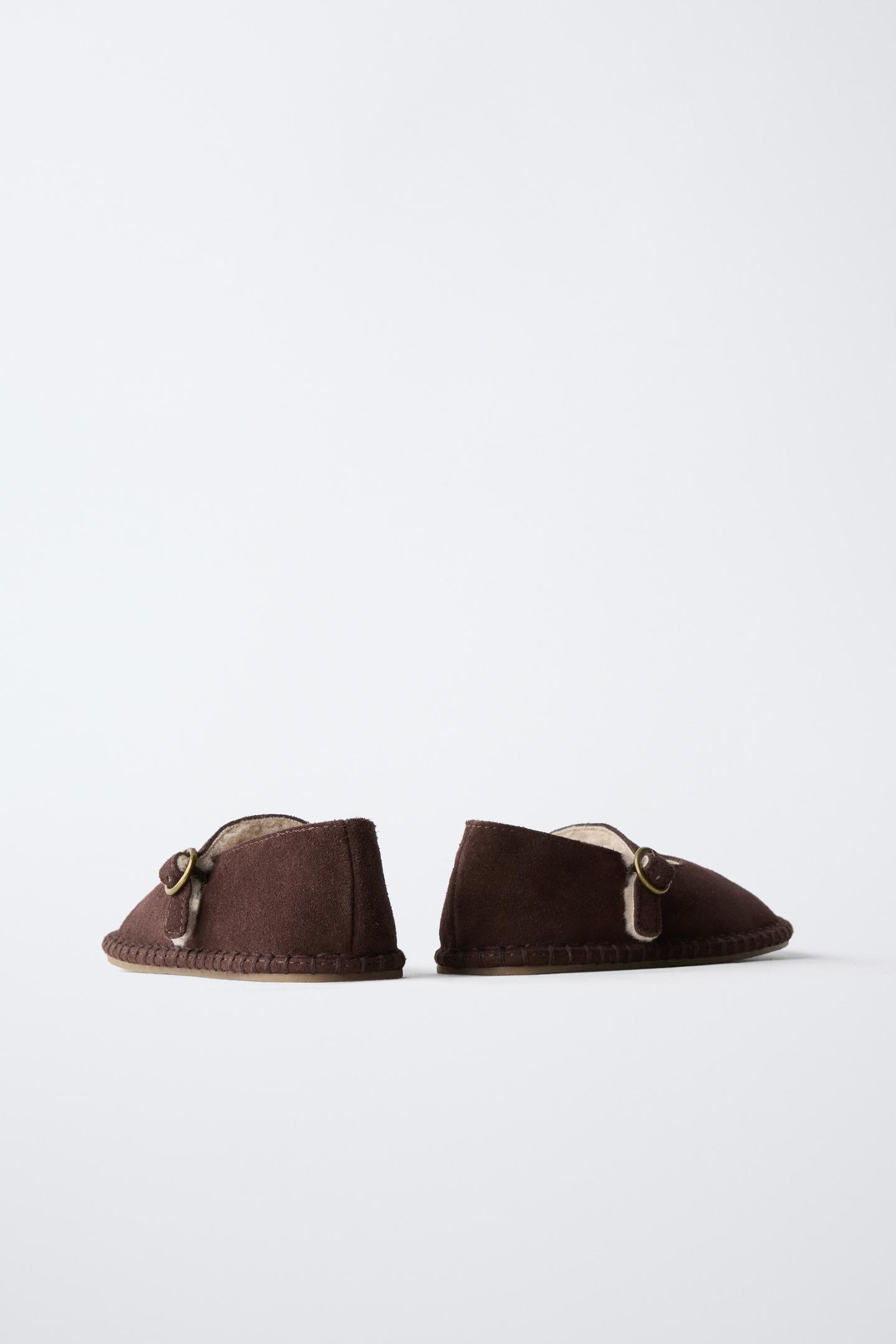 Детские балетки Zara Lined Leather Ballet Flats, цвет: Коричневый — фото 5