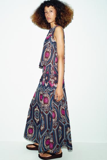 JUPE MI-LONGUE BRODERIES PERFORÉES - Marron de Zara - Image 3