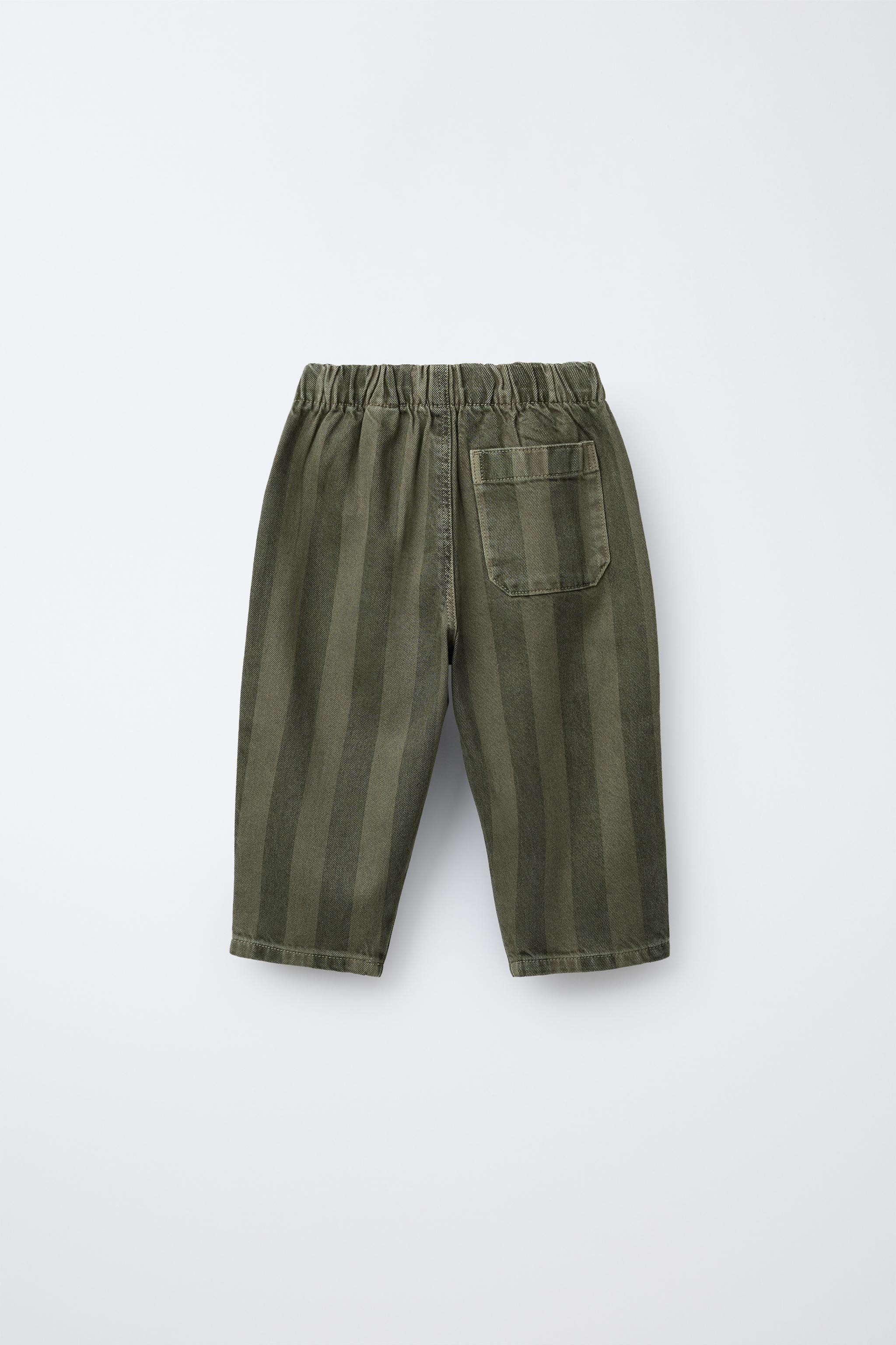 STRIPED BAGGY TWILL PANTS