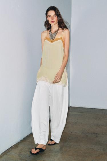 ZW COLLECTION LACE STRAP TOP - Lime by Zara