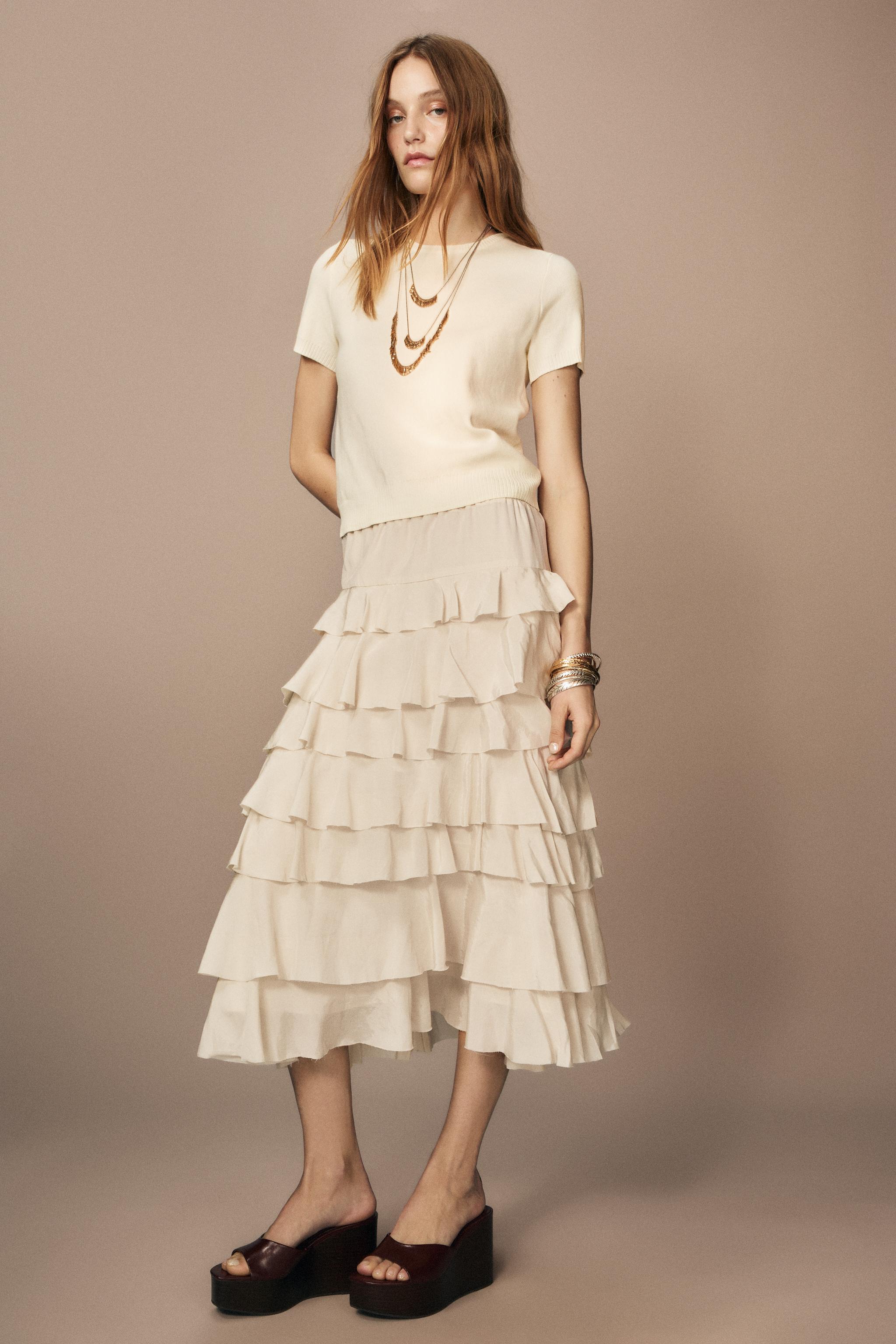 PLAIN KNIT TOP WITH SHORT SLEEVES - Ivory | ZARA South Africa