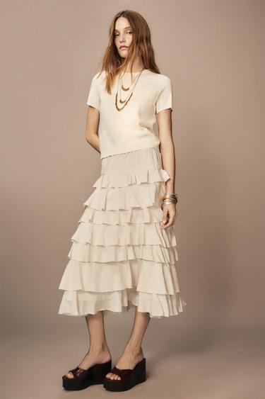 PLAIN KNIT TOP WITH SHORT SLEEVES - Ivory by Zara - Image 0
