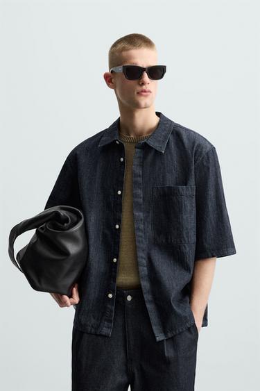 CAMISA DENIM RELAXED FIT - Azul de Zara