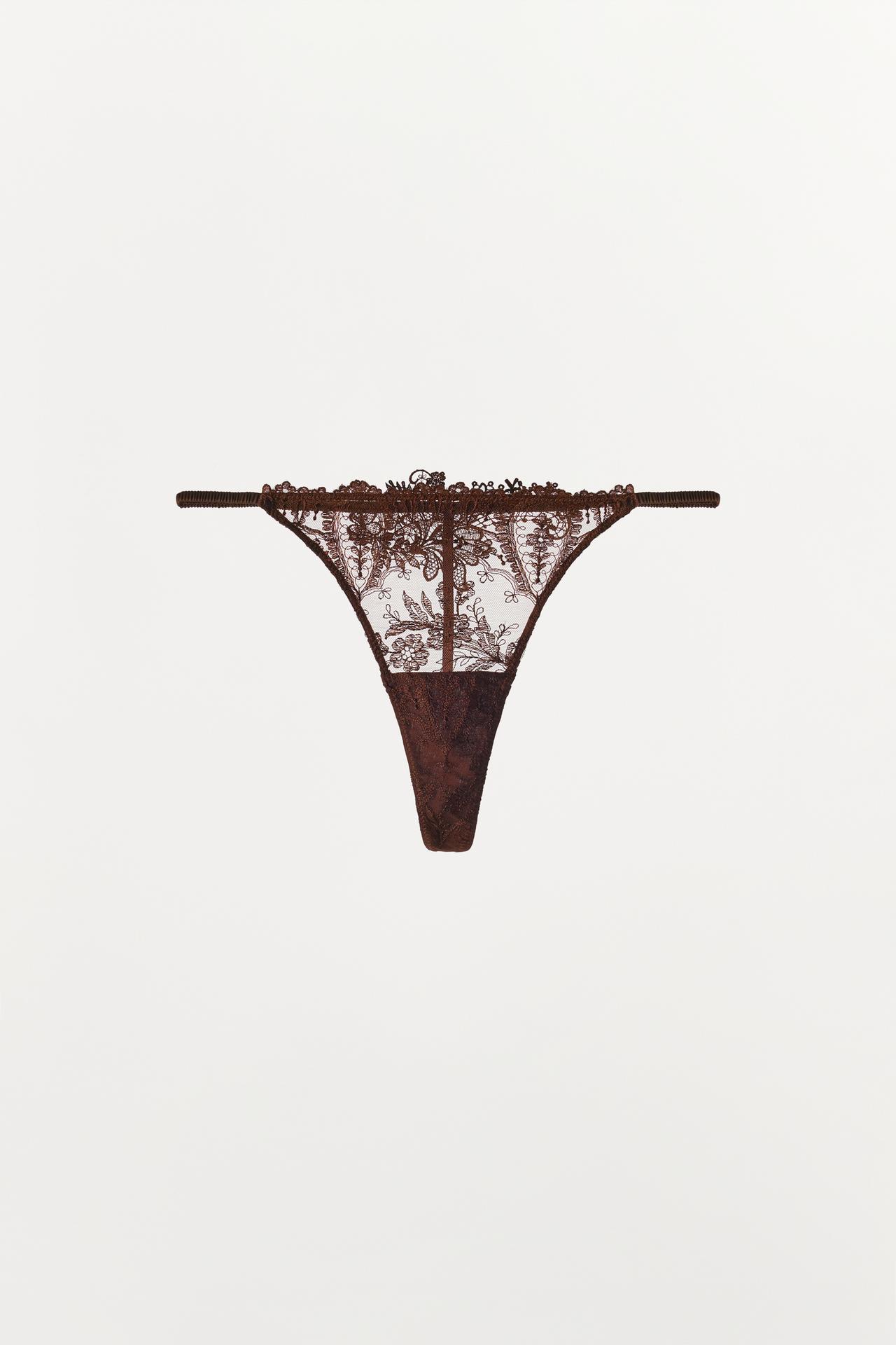 LACE THONG — Maroon