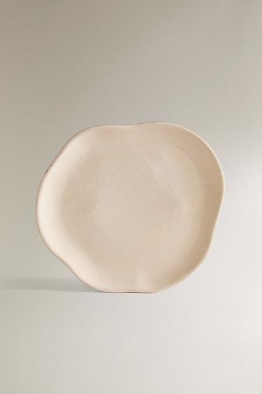 Zara IRREGULAR STONEWARE DINNER PLATE - Ecru - Image 0