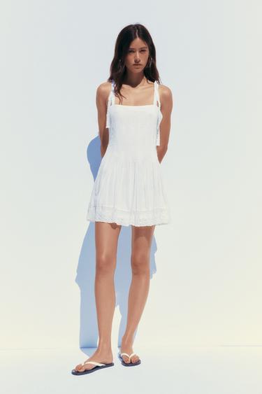 POPLIN SHORT DRESS - White by Zara - Image 0