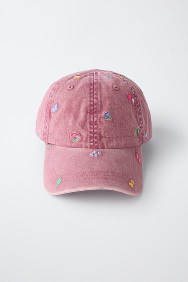 CASQUETTE EFFET DÉLAVÉ FLEURS BRODÉES - Mauve de Zara - Image 3