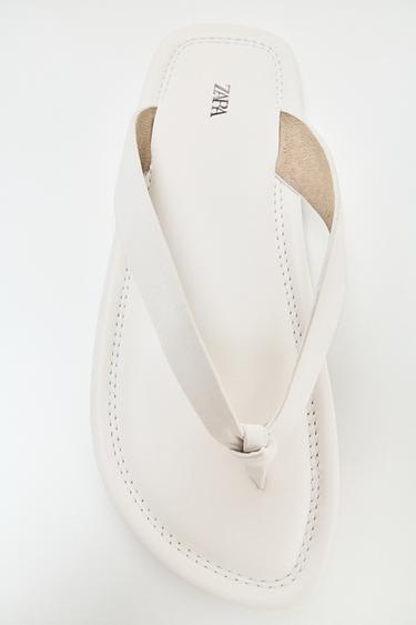 დაბალძირიანი სანდალი ტყავი - Zara-ს White