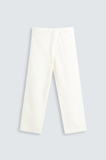HERRINGBONE CHINO TROUSERS - Stone by Zara