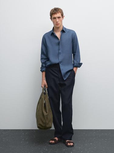 Zara 100% linen slim fit shirt - Bluish