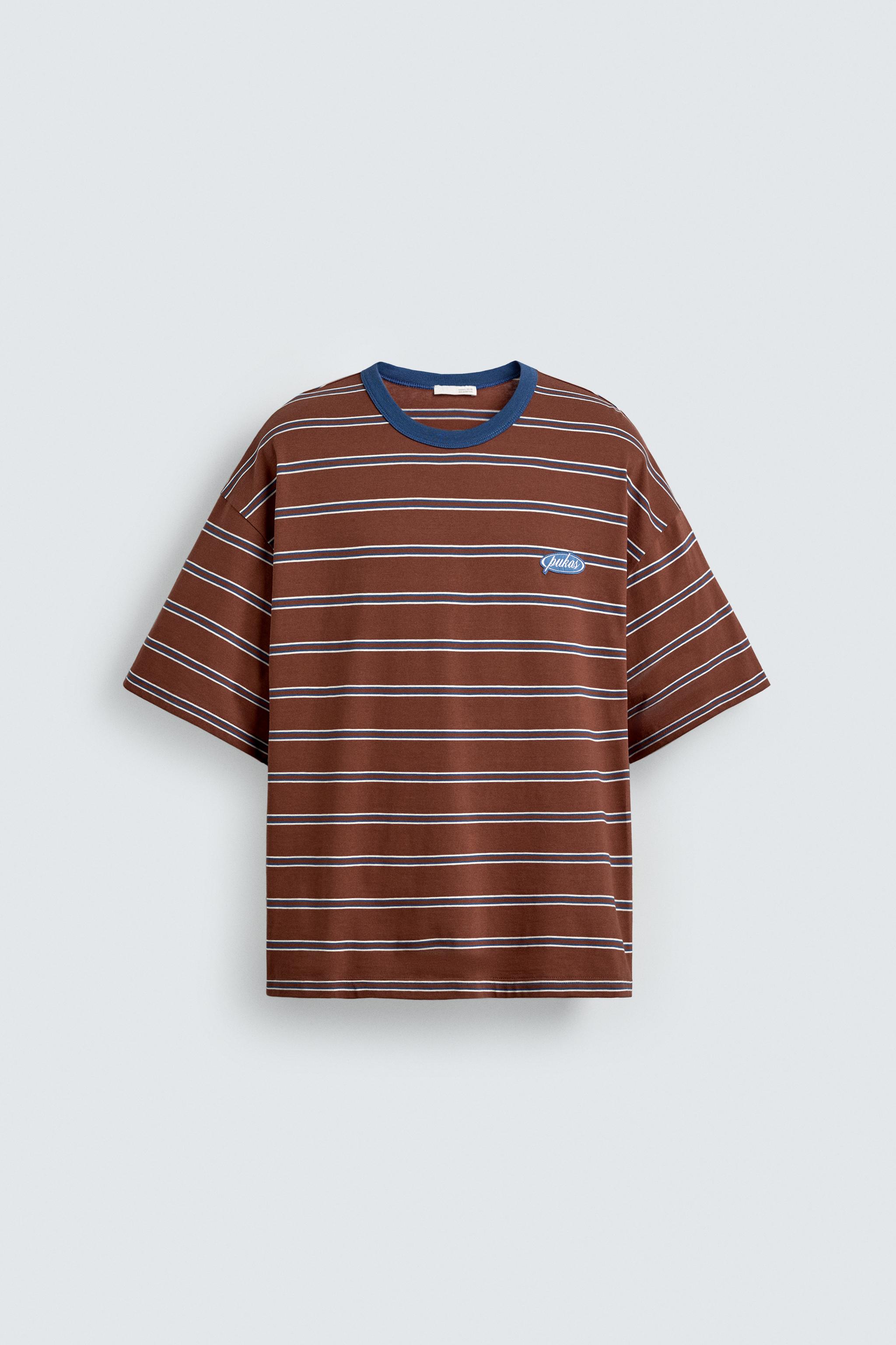 CAMISETA JACQUARD LISTRADA PUKAS SURF X ZARA - Brown Stripes