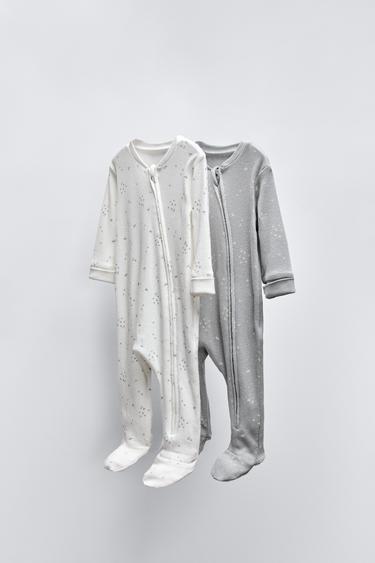 0-18 MESES/ PACK DOS PIJAMAS ENTEROS RIB ESTAMPADOS - Gris de Zara