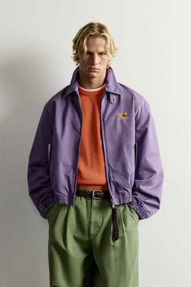 JAQUETA DE ALGODÃO COM BORDADO FRUIT OF THE LOOM™ - Roxo da Zara