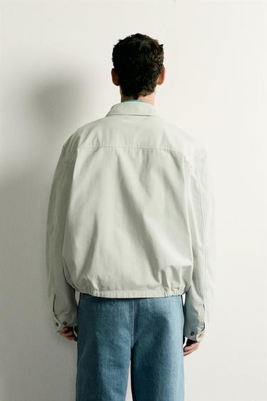 WASHED COTTON REGULAR FIT JACKET — Beige 2