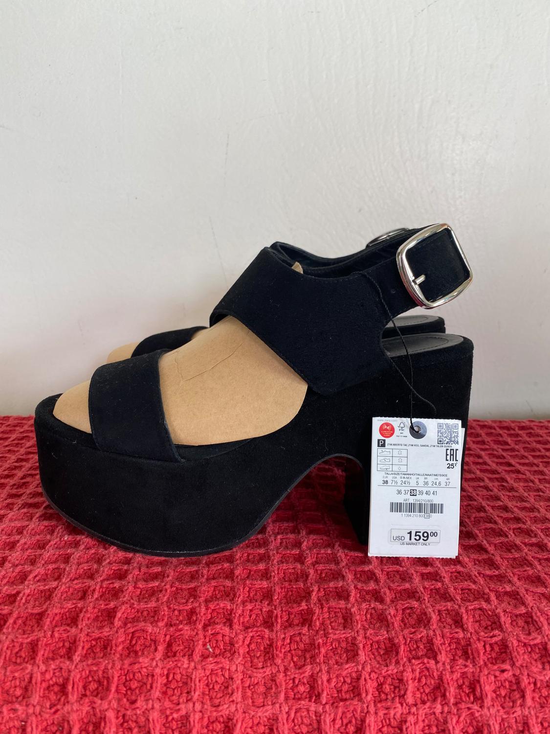 ASYMMETRICAL PLATFORM LEATHER SANDALS - Image 5
