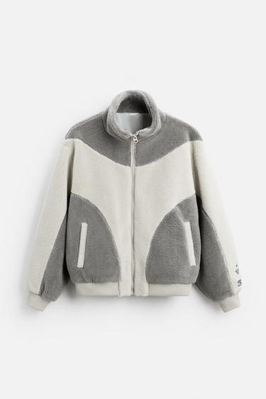 BLOUSON EFFET MOUTON BLOC DE COULEUR - Blanc / Gris de Zara - Image 6