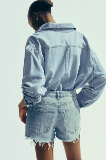 SHORT EN JEAN TRF COURT BAGGY TAILLE BASSE - Bleu clair de Zara - Image 3