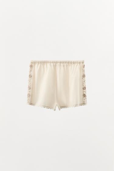 LIMITED EDITION EMBROIDERED BEAD SHORTS - Oyster-white by Zara - Image 4