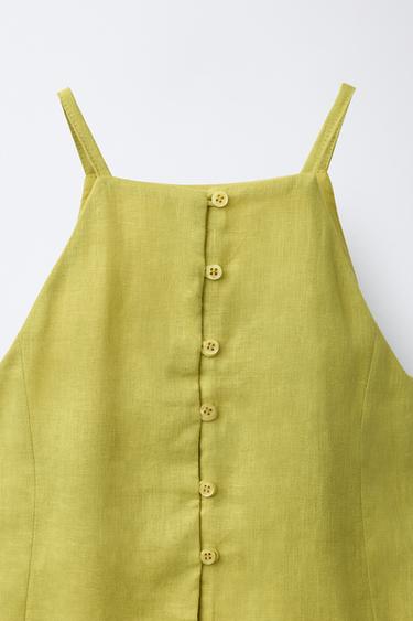 100% LINEN TOP - Olive green by Zara - Image 2