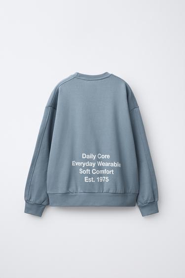 SPORTY SLOGAN SWEATSHIRT - Light blue by Zara - Image 1
