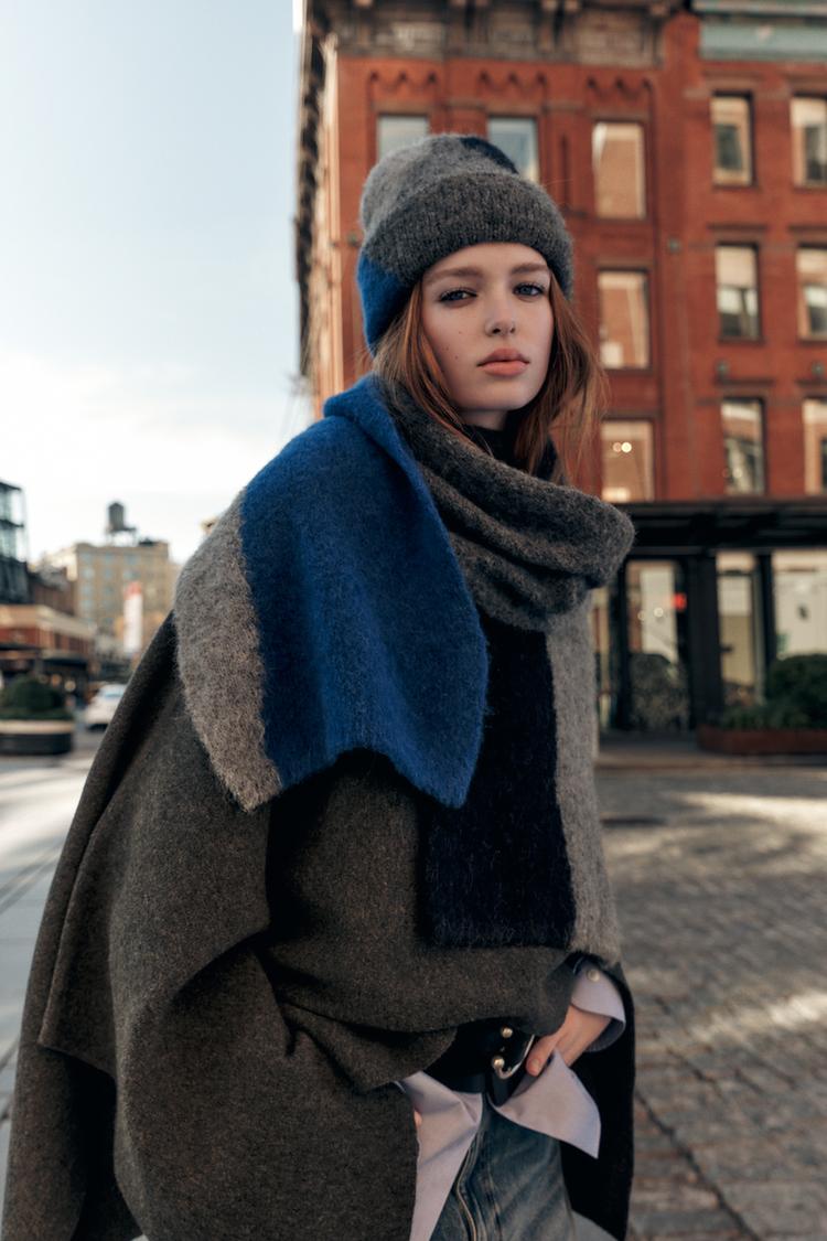 Foulard Sciarpa Grande Zara SCIARPA STOLA NERA E BIANCA ZARA 82 Cm