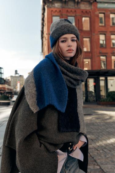 Zara PRINTED ALPACA BLEND SCARF - Gray