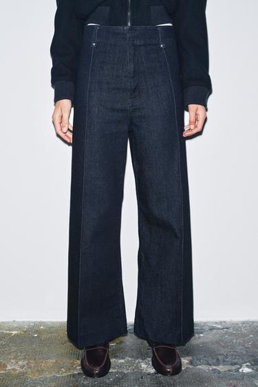 JEANS ZW COLLECTION TAILORED WIDE LEG HIGH-WAIST - Blue by Zara