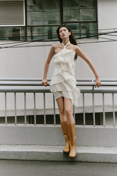 RUFFLED MINI DRESS - Ecru by Zara