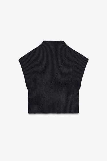 TOP GILET EN MAILLE CÔTELÉE - Bleu marine de Zara - Image 6