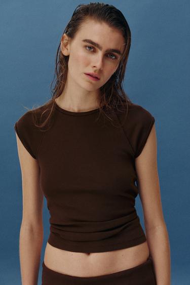 PANTALÓN INTERLOCK EFECTO LAVADO - Marrón de Zara
