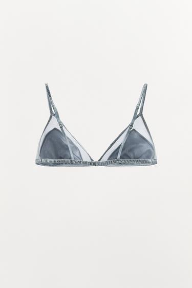 BRALETTE TRIANGLE EN SOIE - Bleu clair de Zara - Image 4