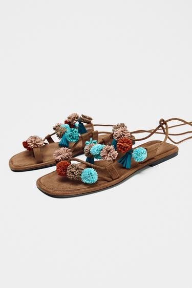 BEADED STRAPPY SANDALS - Multicoloured by Zara - Image 2