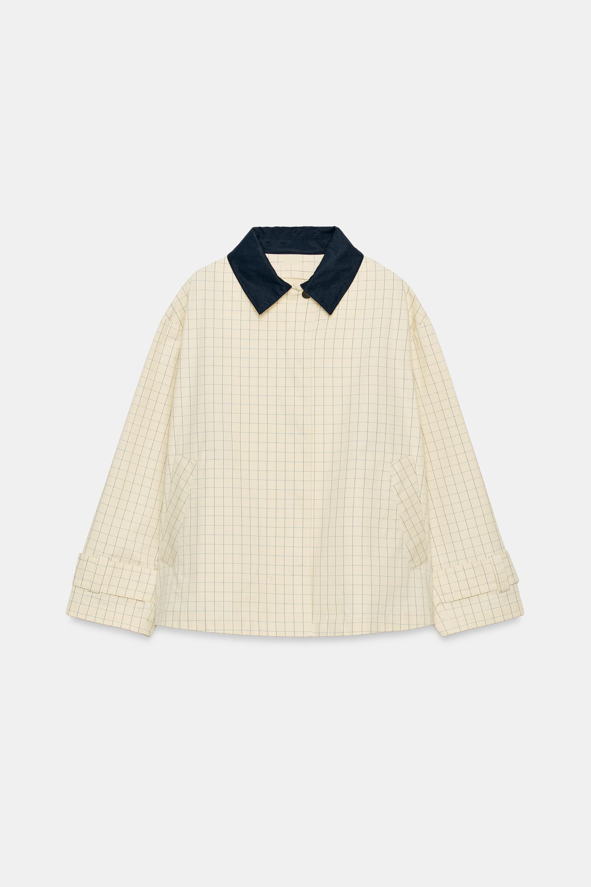 ZW COLLECTION CONTRAST COLLAR PLAID JACKET