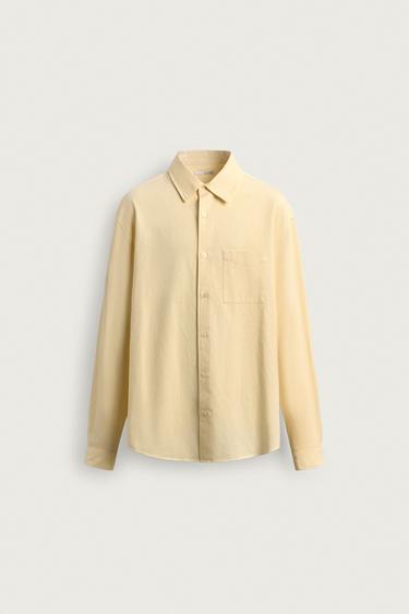 CAMISA FLUIDA BOLSILLO - Crudo/Amarillo de Zara