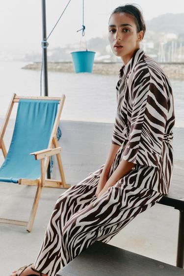 ANIMAL PRINT SAFARI SHIRT - Brown / Ecru by Zara - Image 2