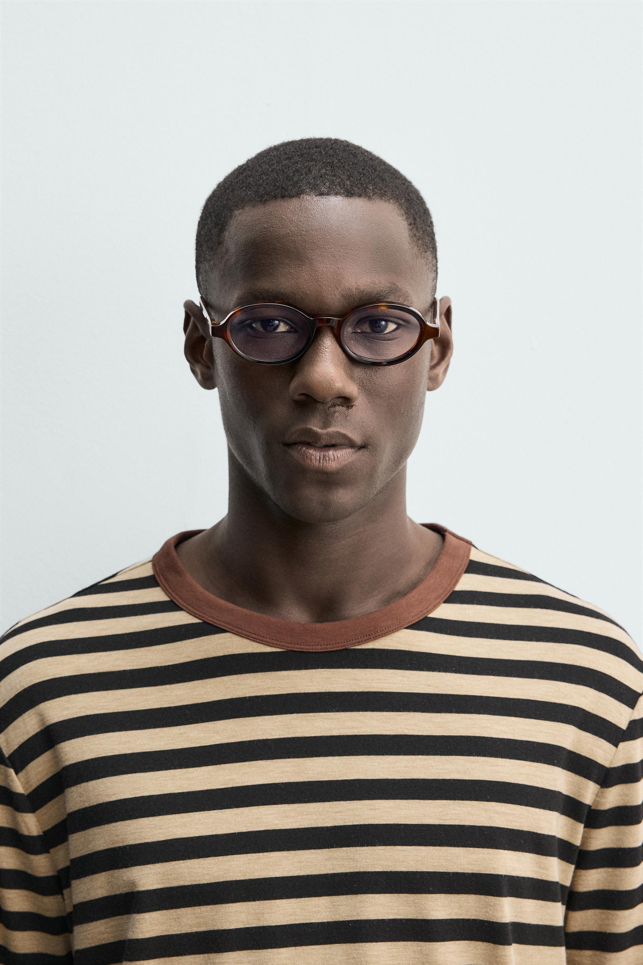 Мужские солнцезащитные очки Zara TORTOISESHELL EFFECT OVAL SUNGLASSES