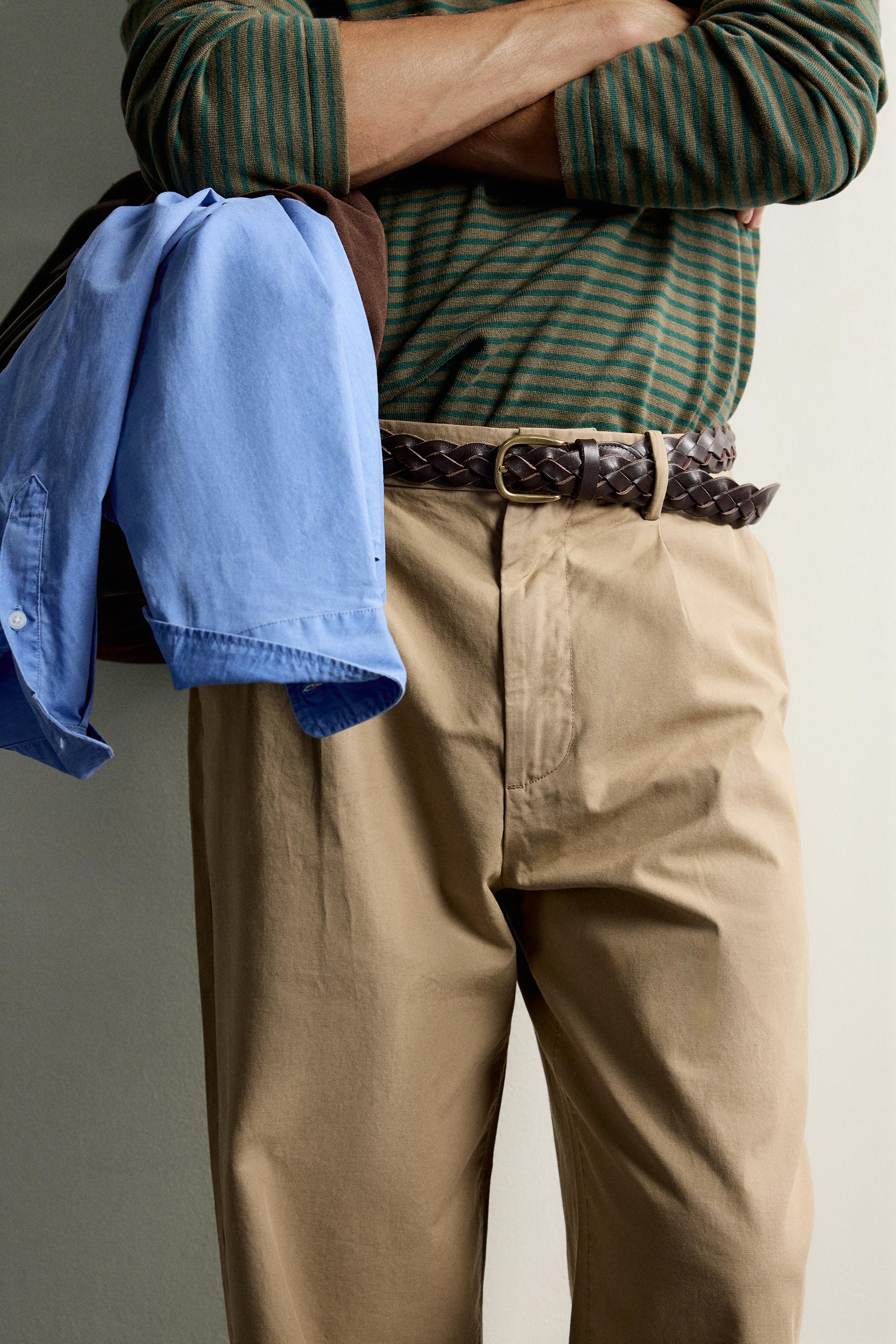 Мужские брюки Zara PLEATED REGULAR FIT CHINO PANTS — фото 5