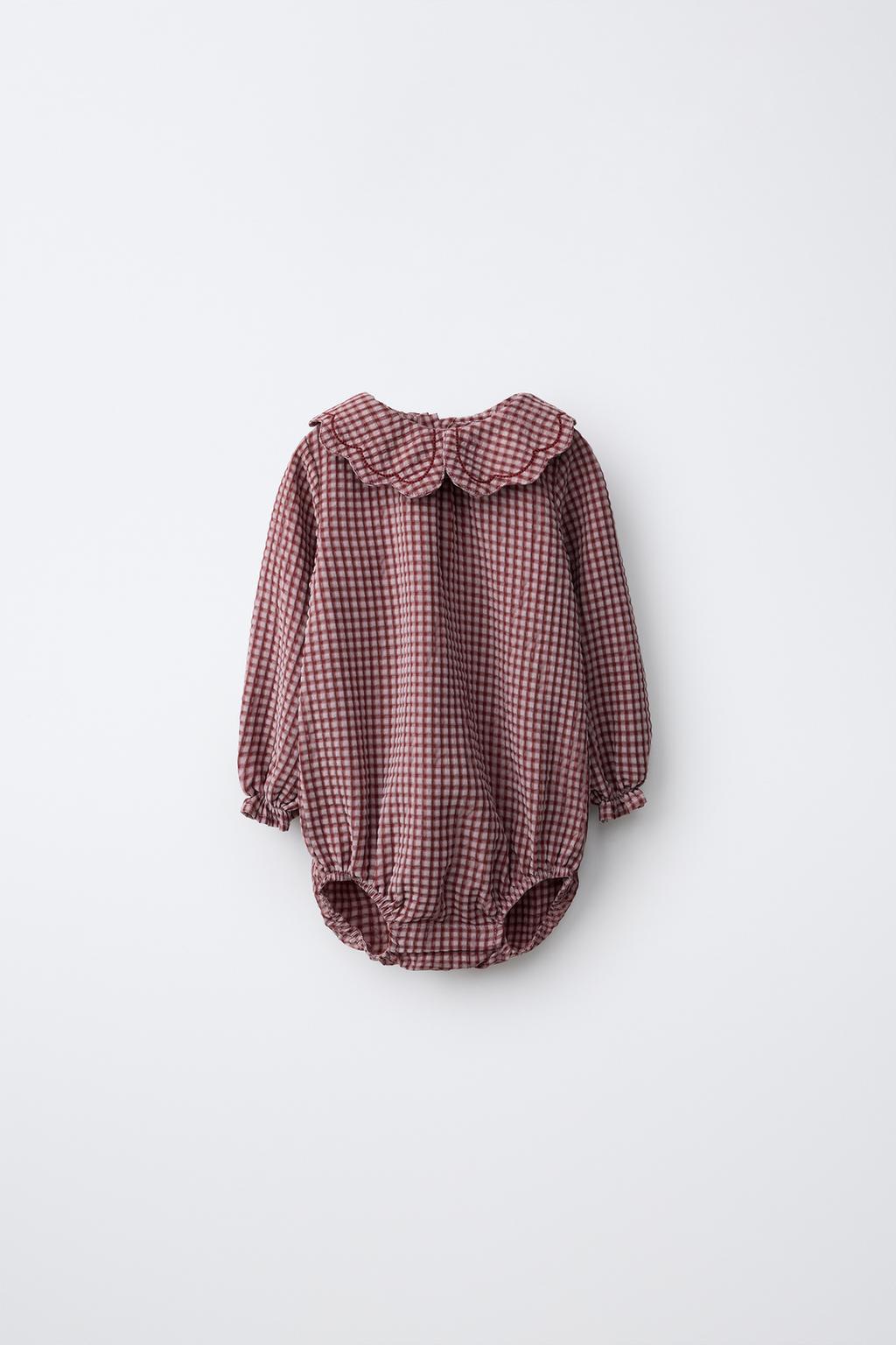 PETER PAN COLLAR GINGHAM BODYSUIT